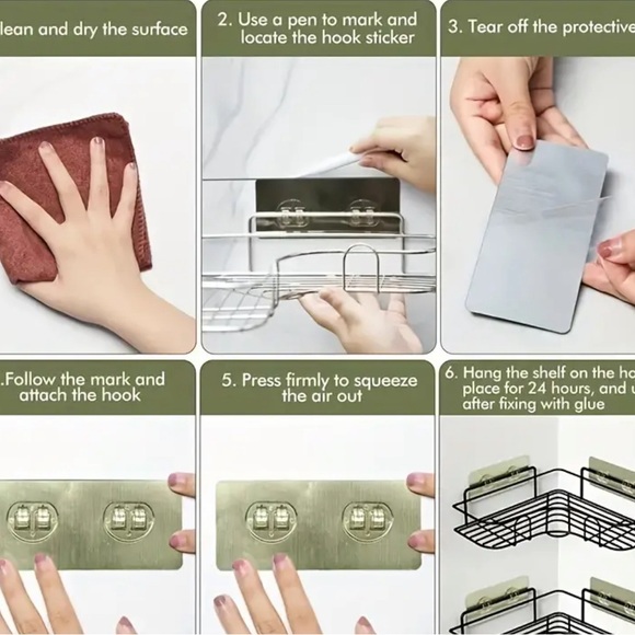 1pc Triangle Wall Mounted Shower Caddy Rack for Bathroom and Kitchen - Easy - Picture 6 of 6